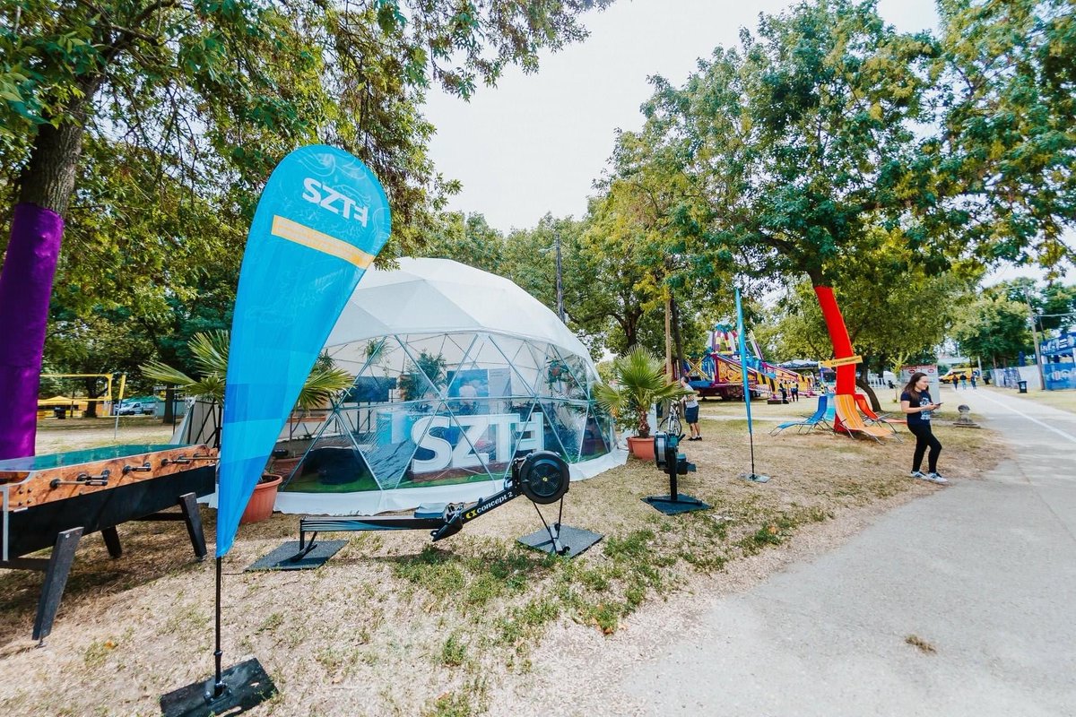 Uni_Szeged's tweet photo. Similar to last year, the University of Szeged will be participating in the 2022 SZIN festival 🌞

We are prepared with several fun &amp; social activities in our futuristic tent 🎪

#UniversityofSzeged #SZIN #Europe #Hungary #Szeged #festival #Summer https://t.co/JWMedHvcls