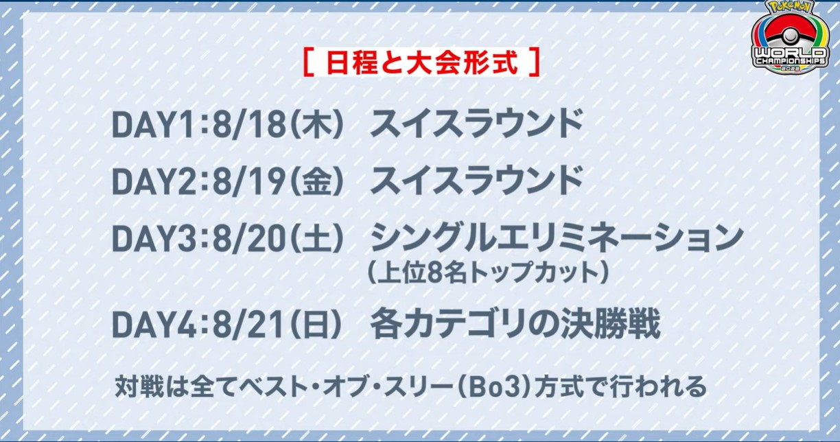 ポケカ飯 優勝デッキまとめブログ ポケモンwcs22 ポケモンワールドチャンピオンシップス22 カードゲーム部門1日目 Day1のタイムスケジュール添付します 日本時間 日本選手がんばってください Wcs22 日本ポケカ公式配信 T Co