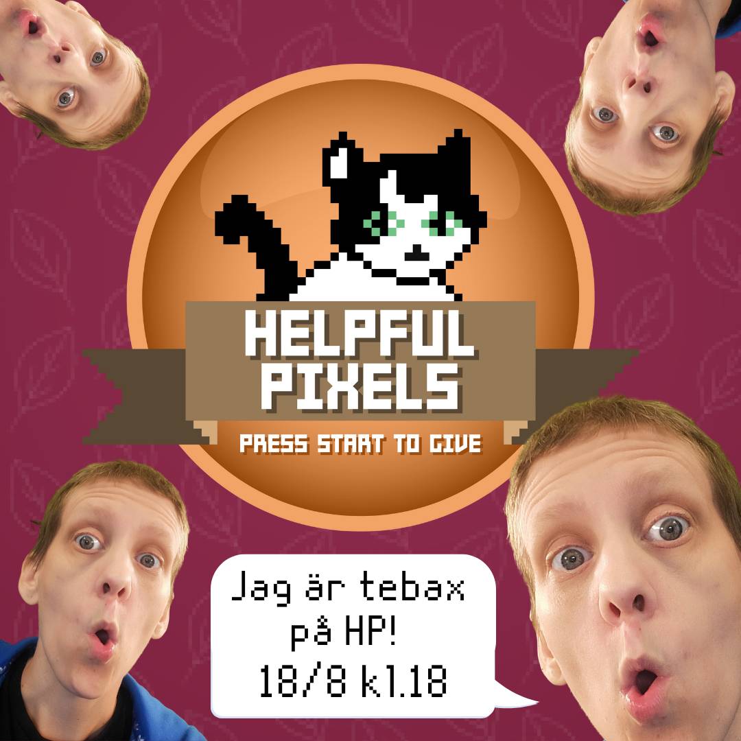 swordfish_101's tweet photo. Har knappt tid med mina egna streams, men @HelpfulPixels har jag alltid tid för ❤️. Idag ska försöka rida på katter i #calico. Vi syns kl.18 på https://t.co/DdUU5UCcan (sök på HelpfulPixels).
#twitch #twitchsverige #streamer #charitystream #helpfulpixels #swordfish101 https://t.co/kUjCrhD5NR