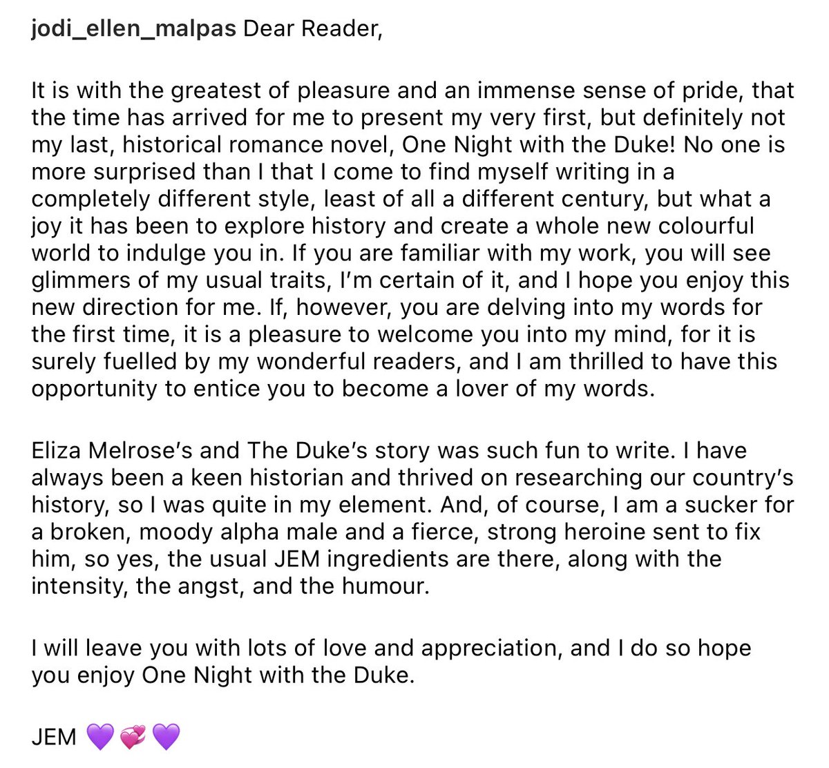 JodiEllenMalpas's tweet photo. THE DUKE HAS ARRIVED! 🎩

“Sexy, scandalous and utterly unputdownable.” 

One Night with the Duke is AVAILABLE NOW!

UK: https://t.co/L58O8AwBa0
US: https://t.co/xG8jtMYsJW
CA Amazon https://t.co/6wDURNTMjD
Aus Amazon: https://t.co/KT9vKtB3yq

@orionbooks @readforeverpub https://t.co/5C8JvBcVVy