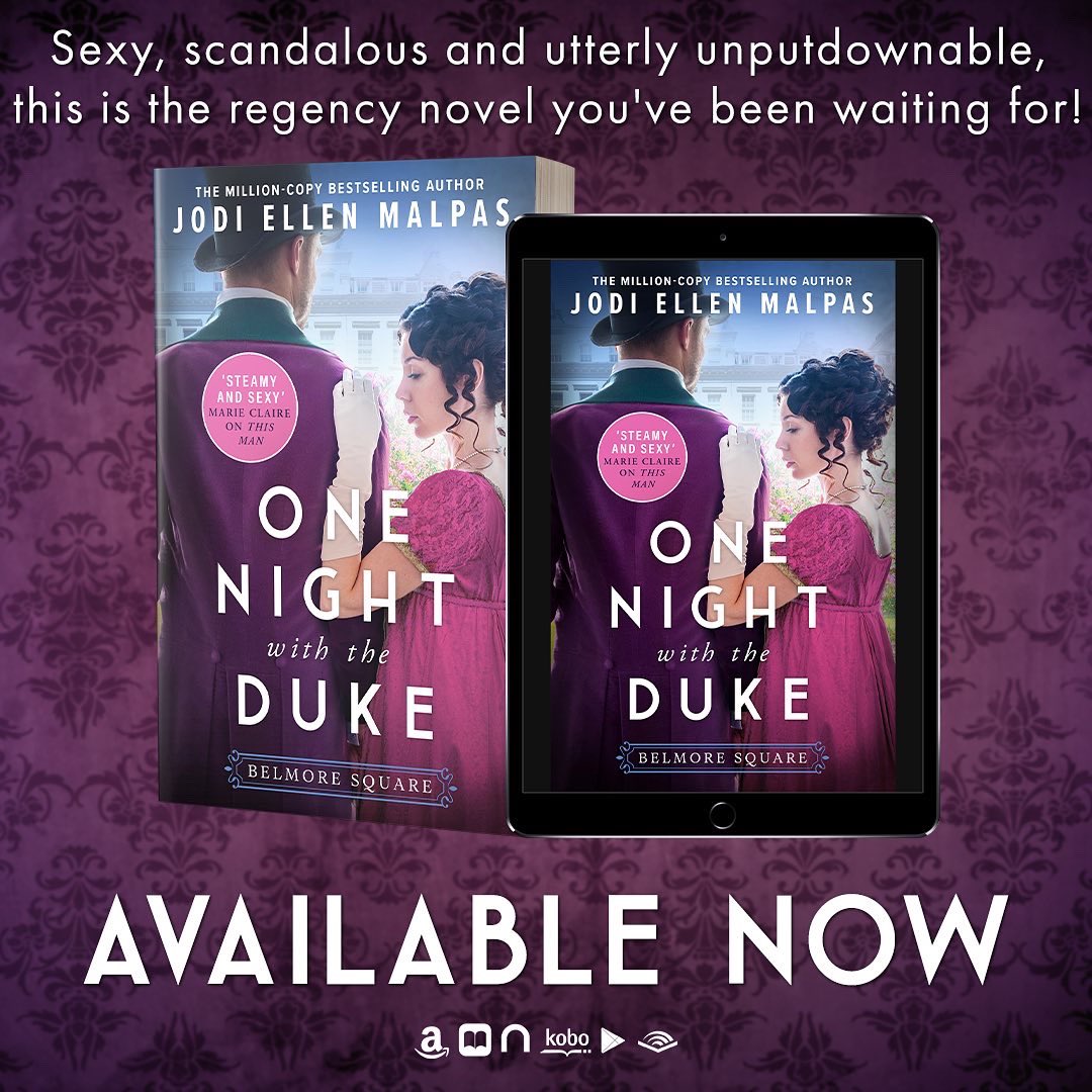 JodiEllenMalpas's tweet photo. THE DUKE HAS ARRIVED! 🎩

“Sexy, scandalous and utterly unputdownable.” 

One Night with the Duke is AVAILABLE NOW!

UK: https://t.co/L58O8AwBa0
US: https://t.co/xG8jtMYsJW
CA Amazon https://t.co/6wDURNTMjD
Aus Amazon: https://t.co/KT9vKtB3yq

@orionbooks @readforeverpub https://t.co/5C8JvBcVVy