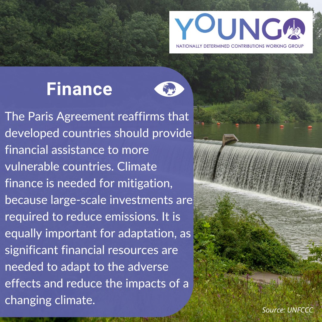 youngo_unfccc's tweet photo. Paris Agreement provides a framework for financial, technical, and capacity-building support to those countries that need it.🤝

💰️Finance: It reaffirms that developed countries should take the lead in providing financial assistance to countries that are more vulnerable. https://t.co/eqysg8fs6H