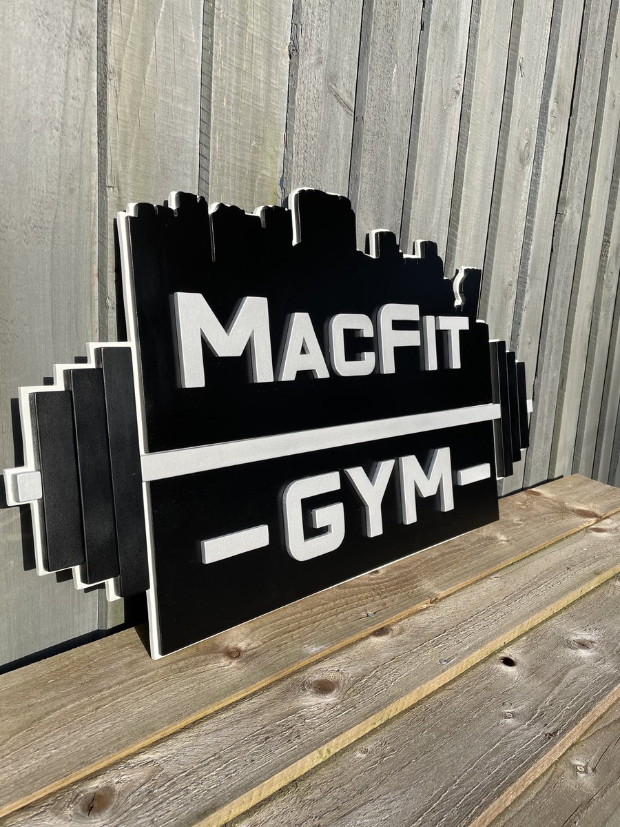 JaysCstmCreate's tweet photo. Handmade home-gym sign incorporating silhouette of Caerphilly Castle 🏰 
#signs #gym #homegym #woodworking #fitness #scrollsawartist https://t.co/hrhUL0Rf8n