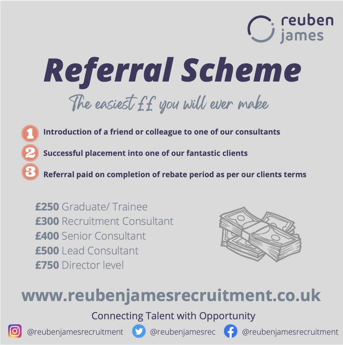 Reuben James Referral Scheme!!

Refer a friend or colleague and on completion of their rebate period you could earn up to £750! 

Share this post or tag away for a chance to earn the easiest money you'll ever earn!