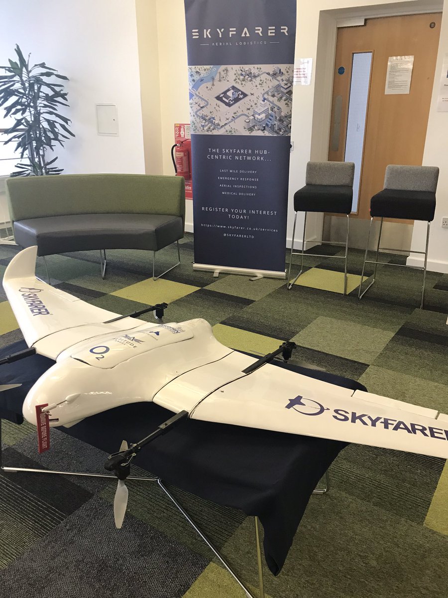 Great day yesterday talking all things drones and medical logistics with staff from across the Trust. @SkyfarerLtd are here again today for staff to drop in, hear more and ask questions #innovation #HospitalOfTheFuture