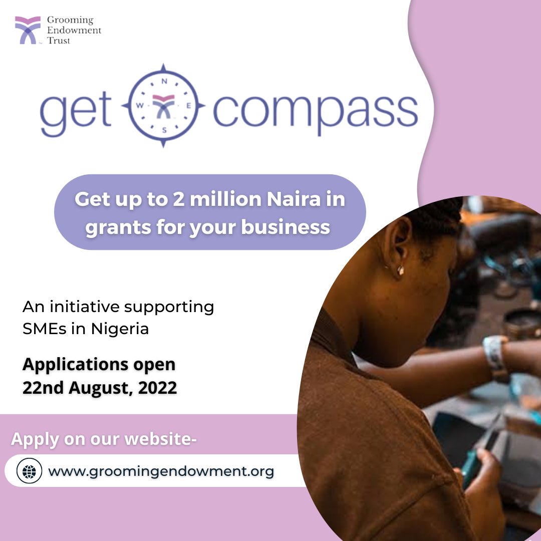 GroomingET's tweet photo. SMEs owners get in here! π₯³
Stand a chance to get up to 2 million naira in grants for your business π
see link in bio and get started with your application now!
#groomingendowmenttrust #getcompass #SME #SMEs #entrepreneur #entrepreneurship #wednesday #nigerianbusiness https://t.co/rAWaJNx6o3