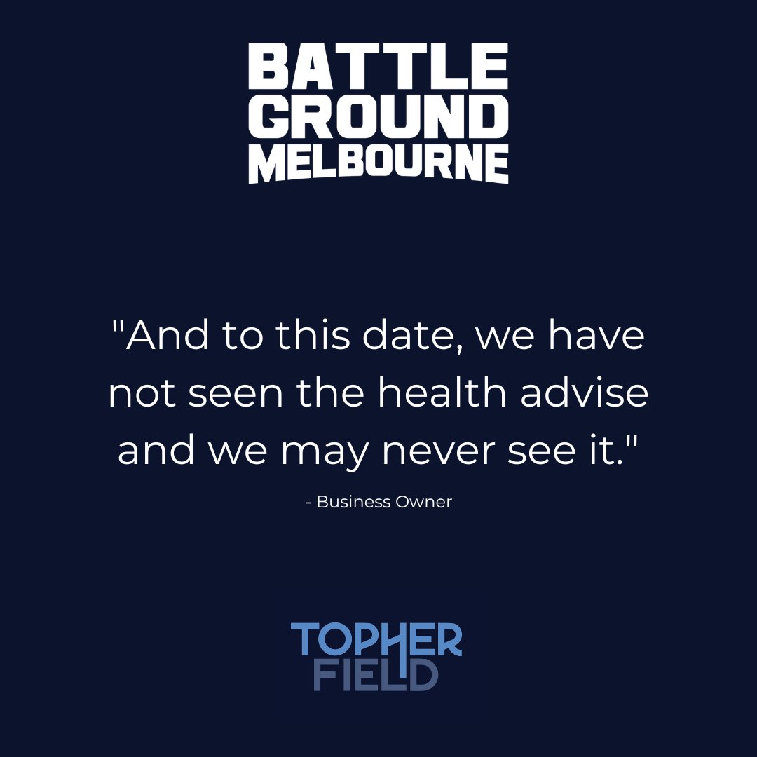TopherField's tweet photo. Approaching two and a half years since the madness started, still no science.
Visit https://t.co/ZOcvLreo81 to watch this award winning documentary.
#battlegroundmelbourne
#showusthescience https://t.co/ZXzg62VXJJ