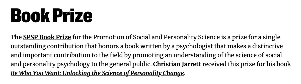Psych_Writer's tweet photo. I'm over the moon that Be Who You Want has won the Book Prize from the Society for Personality and Social Psychology @SPSPnews Nothing beats getting recognition from the people who do the challenging research and theorising in this fascinating field  https://t.co/0nYFpmMsjV https://t.co/sUzOpZ5UuO