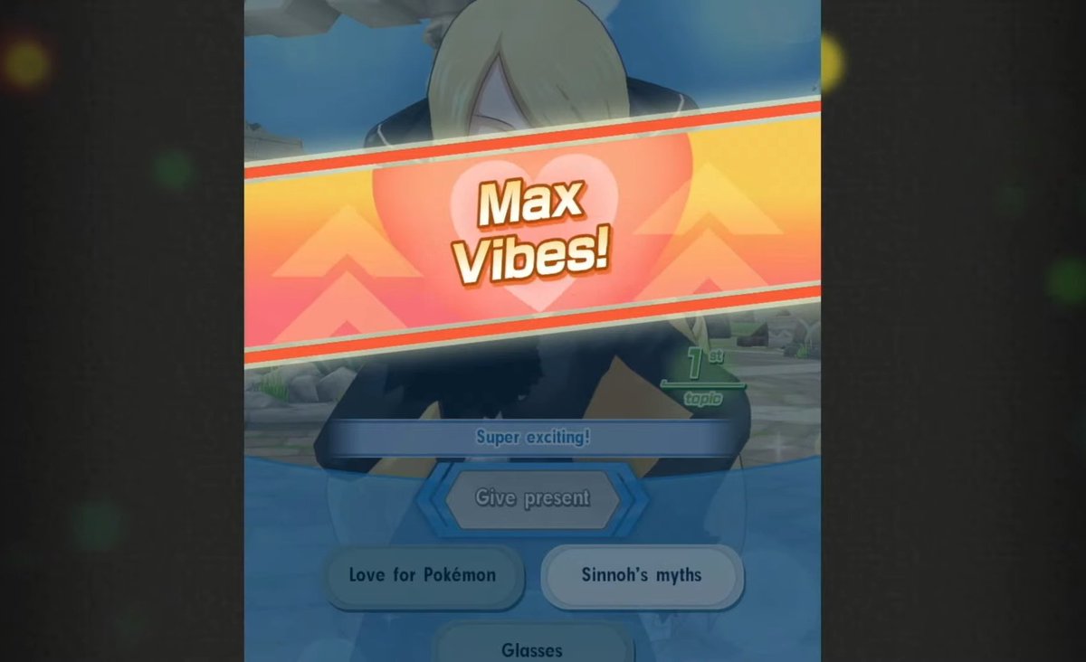 So they just added DATING to Pokémon Masters... You can even give a present to Cynthia!