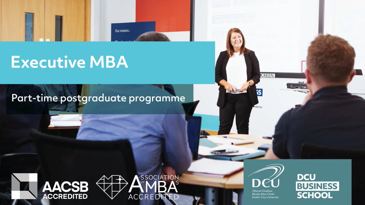 BusinessDCU's tweet photo. Offered on a part-time basis our Executive MBA is designed to fit around your #career, allowing you to study towards an accreditation whilst working full-time. Applications close Friday, 26th August. Find out more: https://t.co/5VGLdtLGeQ
#DCUMBA https://t.co/PrqCumJDtE