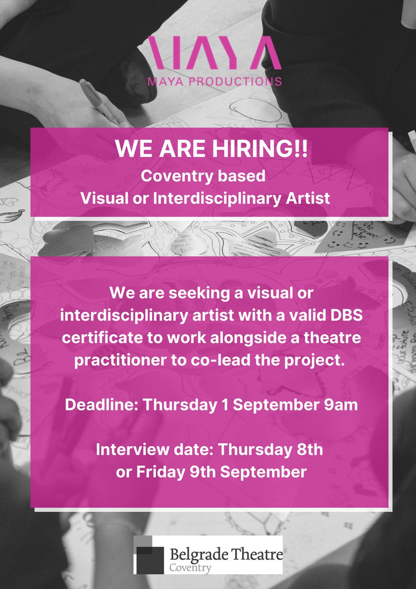 🚨Recruitment🚨 We are seeking a Visual or Interdisciplinary Artist based in Coventry, to plan and co-lead the #RoutestoRoots project in partnership with @BelgradeTheatre. 📅Deadline: 1st September Interested? Apply here >> bit.ly/3STSqqx #artJobs #Coventry