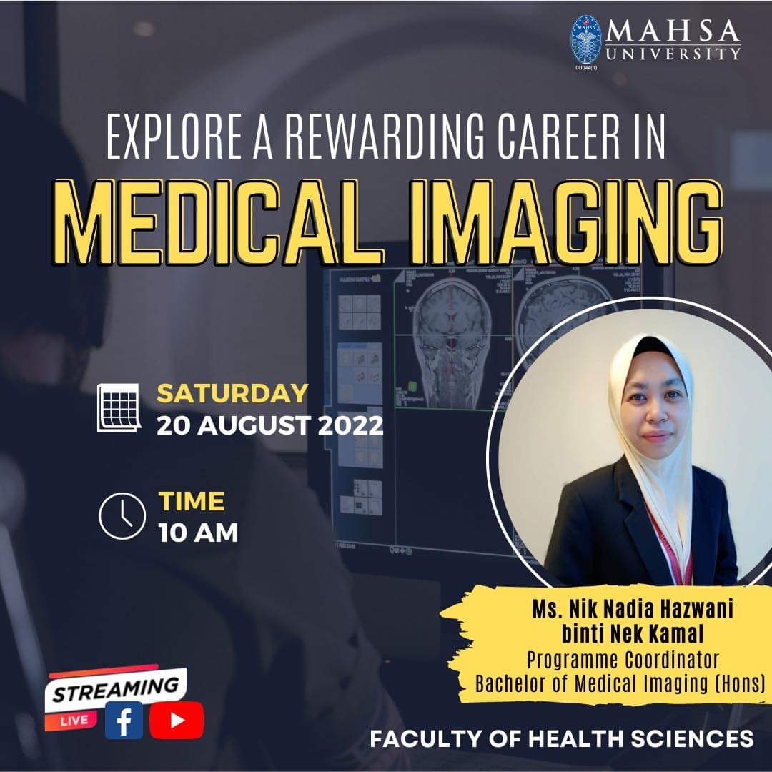 FOHS_MAHSA's tweet photo. Listen to Ms Nik Nadia explains the benefits of embarking in this field of science. For more information, come over to our campus and we will assist you with all your enquiries, or just message us in our inbox.

🌐 https://t.co/SyGTX9Okm5

#MAHSA #FOHS #MedicalImaging https://t.co/PzweHuMRu1
