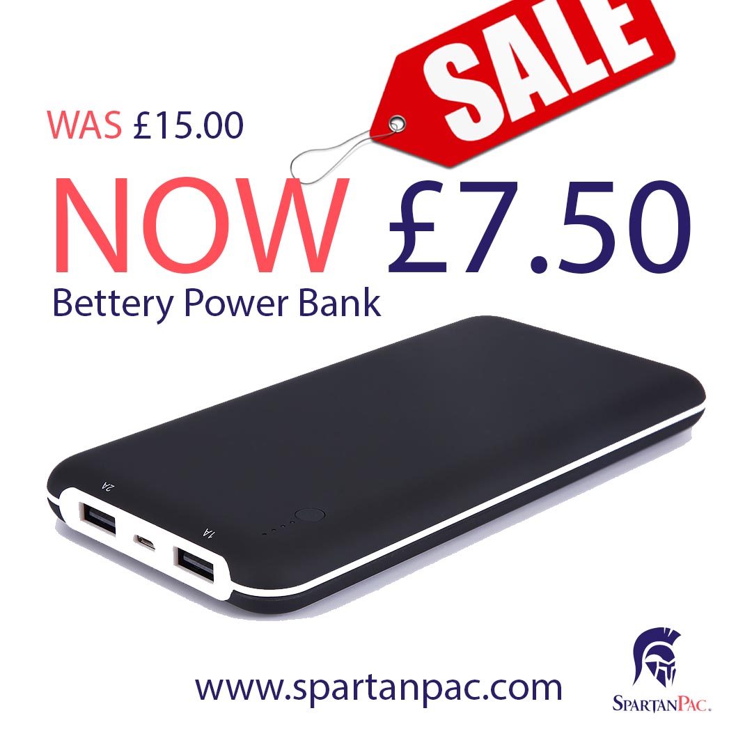 SALE now on at spartanpac.com
Battery Power Bank - was £15.00 NOW £7.50 
Hurry while stocks last!
#sale #deliveroo #ubereats #gigrider #deliveryrider #deliverydriver #gigwork #gigjobs #spartanpac #londoneats #phonecharger #batterypack