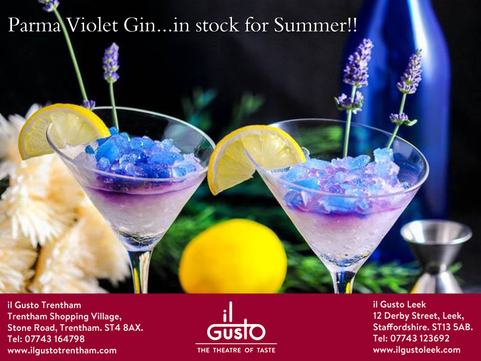 Savour the rest of Summer with this delicately aromatic Parma Violet flavour!!
il Gusto Leek, 12 Derby Street, Leek. ST13 5AB. 
Tel: 07743 123692
ilgustoleek.com