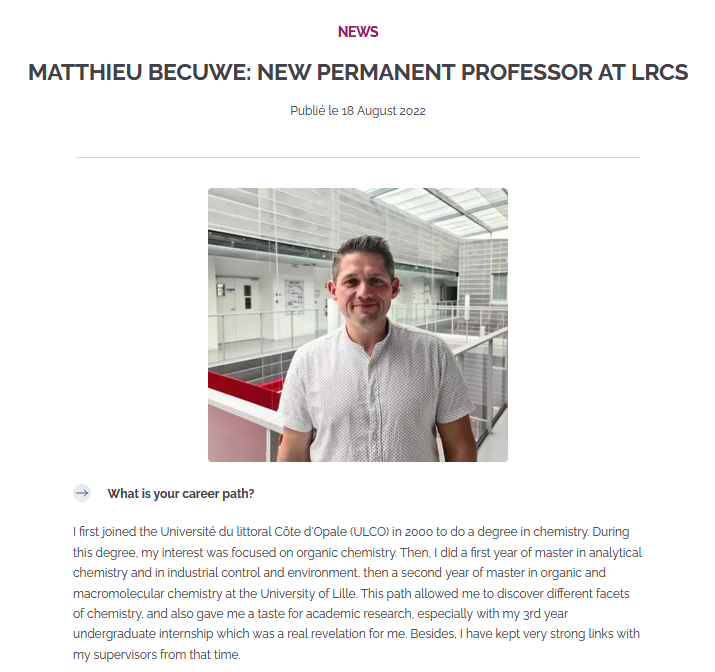 EnergyRS2E's tweet photo. Congratulations to @MatthieuBecuwe for his new #professor position at the #LRCS and @UPJV_Univ !🎉

You can find his #interview and #portrait on our website by following this link : https://t.co/k1YY5dUWIP 

@INC_CNRS https://t.co/S1jMLu0DQy