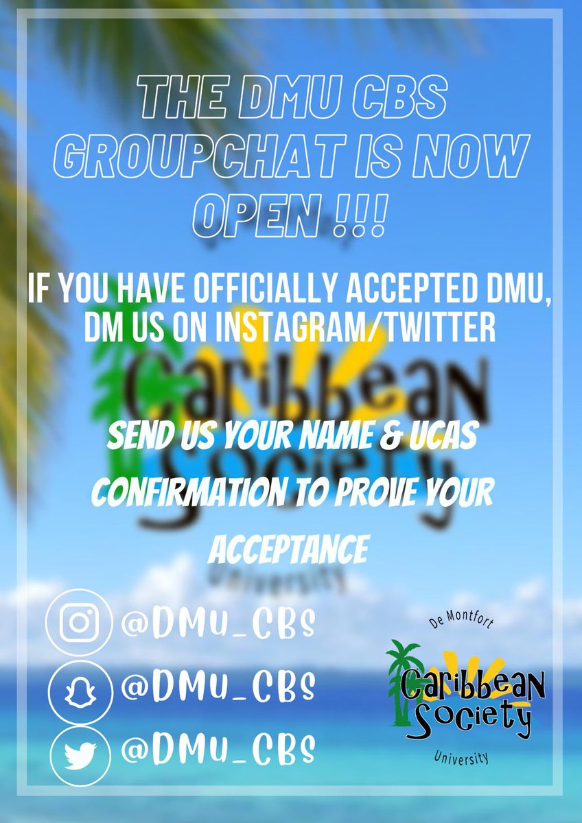 IT’S RESULTS DAY 2022🥳🥳
Best of luck to everyone receiving their result today!! 👏🏾🤗

If you will be attending DMU in the new academic year, please see the information below on how to join the DMU Caribbean Society Group Chat. 

We can’t wait to meet you all !🥳🥳