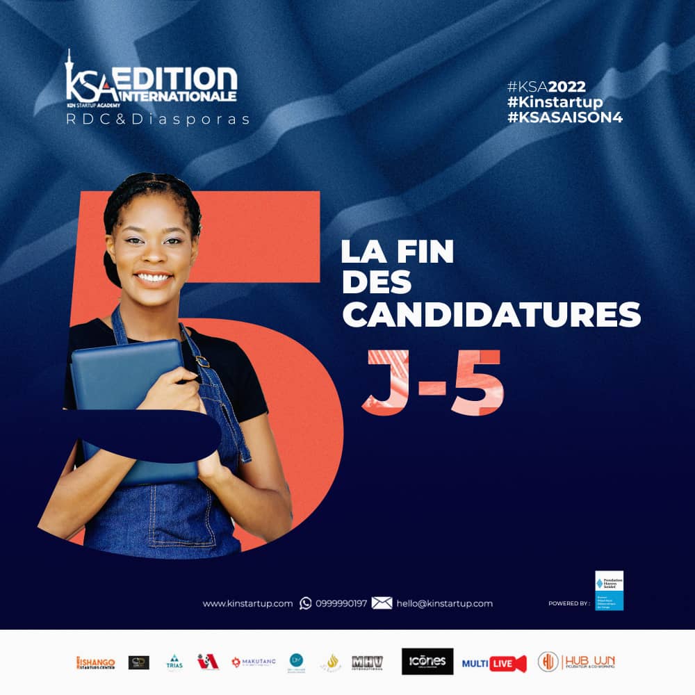 KinStartup's tweet photo. 🚨𝐉𝐨𝐮𝐫 𝐉-5, la clôture pour la réception des candidatures de cette 4e Saison de #KinStartup Academy, édition internationale.
C’est le moment de saisir cette opportunité de vs former et gagner une subvention pour lancer votre business. Cliquer ici : https://t.co/HA6W9obW9i https://t.co/xDksrMc5Ix