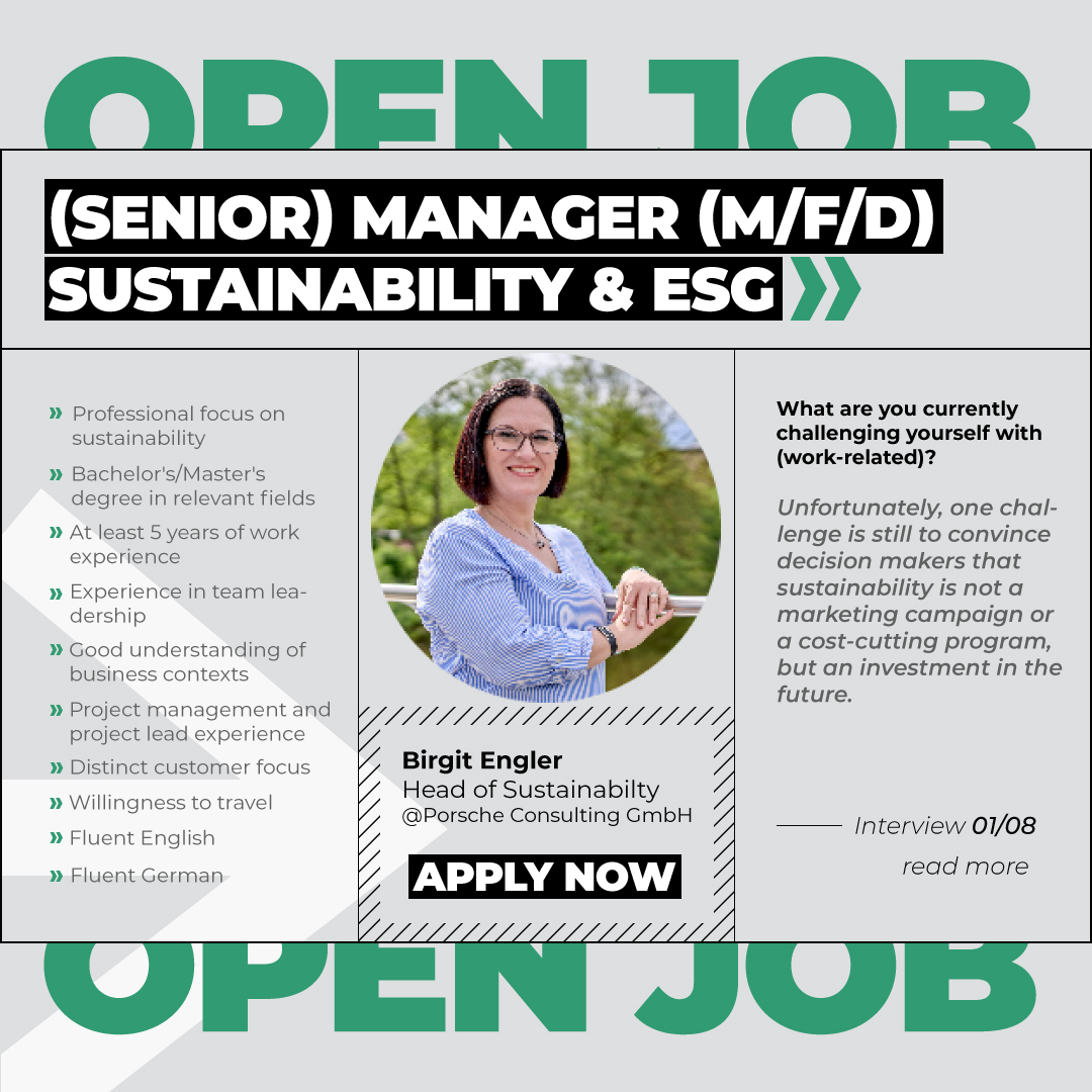_CARRACTA's tweet photo. Having a meaningful #job is not always an option. Take on this position and make a #difference to create a better tomorrow as a (Senior) Manager (m/f/d) #Sustainability &amp; ESG. Find out more about your future role and #manager here:

https://t.co/ajw1IHsY7i

#environment #climate https://t.co/kdPAM4gUAu