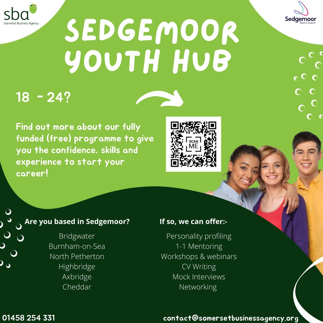 Free careers advice and guidance by SBA and <a href="/SedgemoorDC/">SedgemoorDC</a>  - get in touch to find out more!
🖥️sbacic.org/contact 
✉️ contact@sbacic.org
📱 01458 254 331 
 #learn #dream #achieve #business #employment #skills #free #careers #youngpeople #18 #24