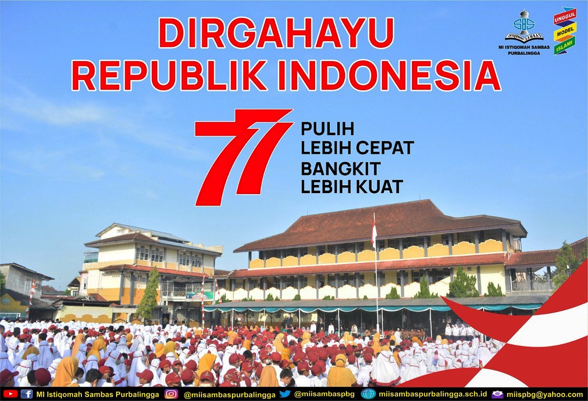 miisambaspbg's tweet image. Selamat Hari Ulang Tahun Ke-77 Republik Indonesia

17 Agustus 2022

Pulih Lebih Cepat
Bangkit Lebih Kuat

#yayasanistiqomahsambaspbg #LPIS #miisambaspbg #hut77ri #pulihlebihcepatbangkitlebihkuat