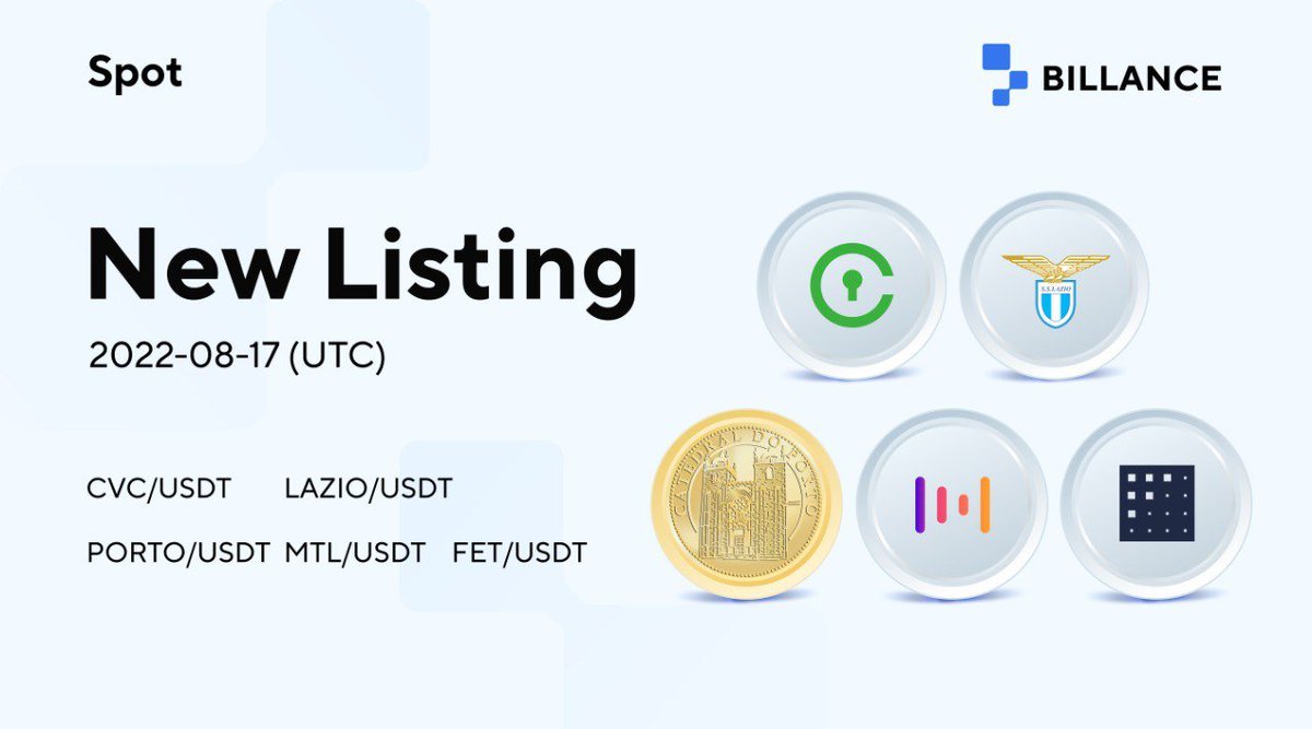 Tapbitglobal's tweet photo. 📢#Billance has list 5 new #spot trading pairs
🔸#CVC/USDT
🔸#LAZIO/USDT
🔸#PORTO/USDT
🔸#MTL/USDT
🔸#FET/USDT
Details-> https://t.co/hM5Rdi8mR2 https://t.co/zHrvhZLLuE