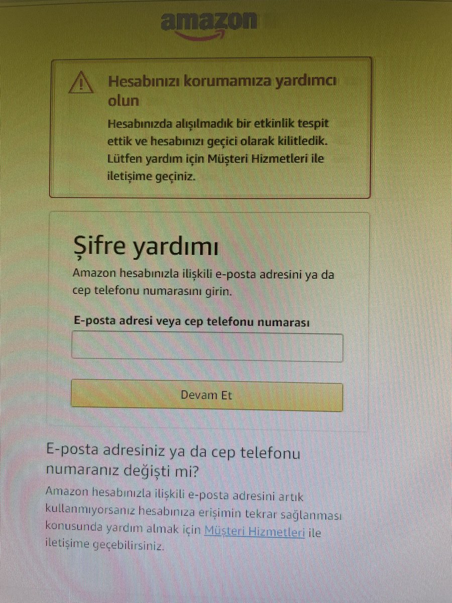 Hesabim var, giris yapamiyorum. Kimseye ulasamiyorum, bana ne garezin var #amazon #amazontr