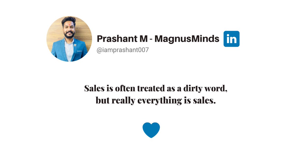 PrashantMak0071's tweet photo. Every sale has five basic 𝐨𝐛𝐬𝐭𝐚𝐜𝐥𝐞𝐬:
1. No Need
2. No Money
3. No Hurry
4. No Desire
5. No Trust

#sales #marketing #business #everythingissales #salesislife https://t.co/qr1OvobQBQ