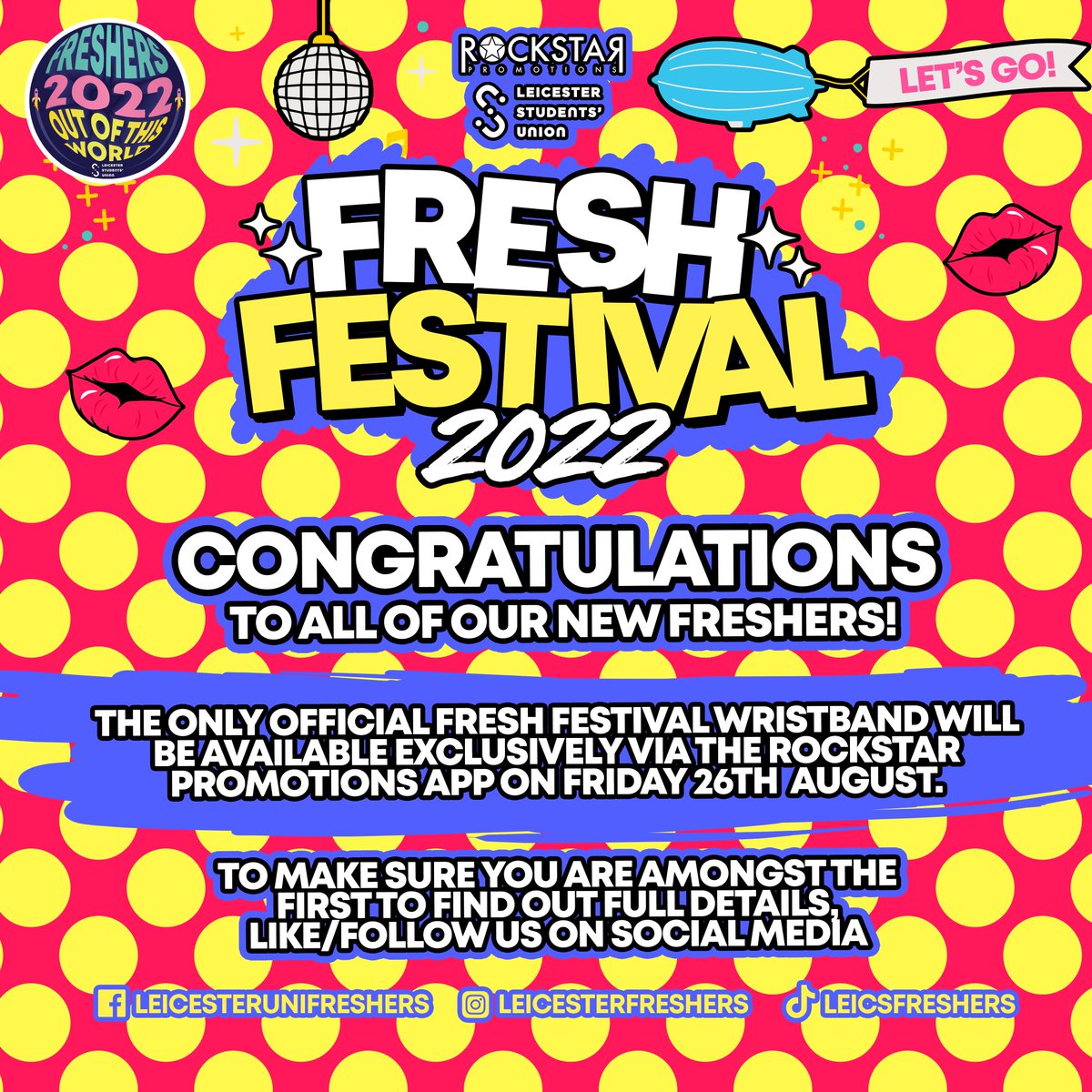 𝗙𝗿𝗲𝘀𝗵 𝗙𝗲𝘀𝘁𝗶𝘃𝗮𝗹 𝗶𝘀 𝗮 𝘁𝘄𝗼 𝘄𝗲𝗲𝗸 𝗲𝘅𝘁𝗿𝗮𝘃𝗮𝗴𝗮𝗻𝘇𝗮 𝗼𝗳 𝗲𝘃𝗲𝗻𝘁𝘀 𝘁𝗼 𝘄𝗲𝗹𝗰𝗼𝗺𝗲 𝘆𝗼𝘂 𝘁𝗼 𝗟𝗲𝗶𝗰𝗲𝘀𝘁𝗲𝗿 𝗨𝗻𝗶!

Complete priority sign up here so that you can buy a Freshers Wristband before general sale starts > rockstarpromotions.uk/Fresh2022