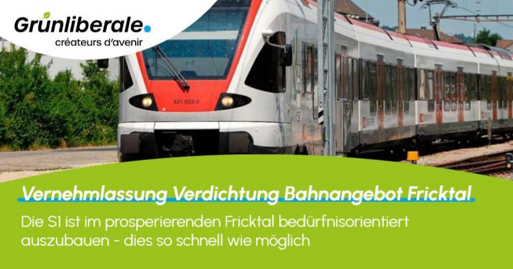 Unsere Medienmitteilung zur Vernehmlassung Verdichtung Bahnangebot im Fricktal:

fricktal.grunliberale.ch/aktuell/medien…