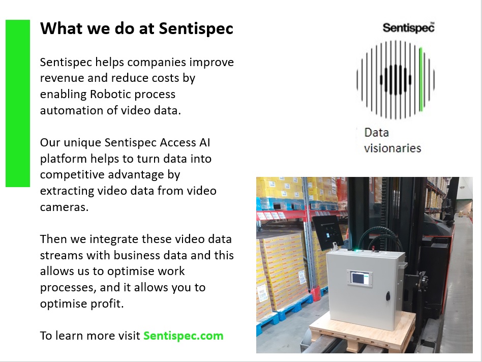 SentiSpec's tweet photo. How can video data help in supply chain? Well, we enable the Robotic process automation of your video data to help you improve business process and optimise profit https://t.co/Q0eUJZSWiy
 #artificialintelligence #supplychain #warehousemanagement @andreasclaudi  @mortenherman https://t.co/dLAR6Y3YXb