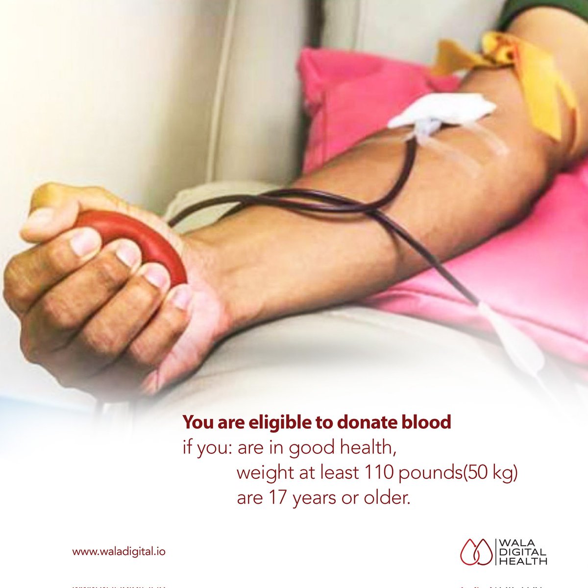 WalaDigital's tweet photo. Most people can give blood if they are in good health. These are some basic requirements one needs in order to become a blood donor.

Send us a dm if you'd like to signup as a blood donor to help save a life. https://t.co/1e80ZYMKdd