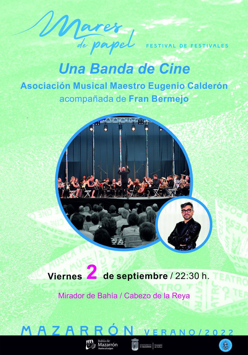 El 2 de sept, a las 22:30, la asociación Maestro Eugenio Calderón y Fran Bermejo, presentan “Una banda de cine”, concierto sinfónico guiado por el mundo de las bandas sonoras. Será el 2 de sept a las 22:30. Y como todas nuestras actividades paralelas, con acceso gratuito.