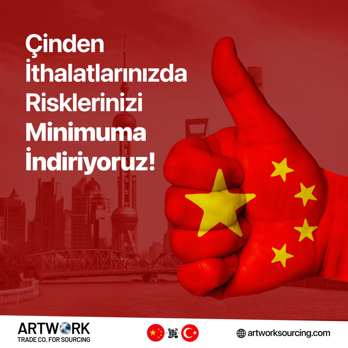 Artwork ile Fabrikalar ile iletişim sorunlarınız ortadan kalkar ve ürünler kontrol edilerek riskleriniz minimuma iner. Sorunsuz ithalat yapmak istiyorsanız. bizimle iletişime geçebilirsiniz!
ARTWORK SOURCİNG
Çindeki Ofisiniz!
artworksourcing.com
