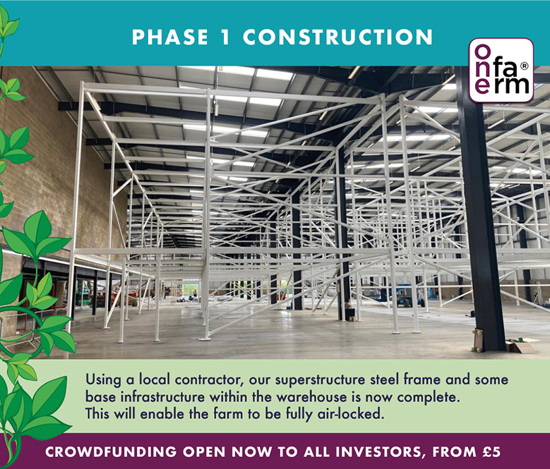 Construction progressing well on our 1st #verticalfarm in #Newmarket, as the steel structure completes to support our leafy greens &amp; herbs. 1st crop due by end of year

Our Debenture Offer for the project is open to all Investors: abundanceinvestment.com/invest-now/one… - Capital at Risk #impinv