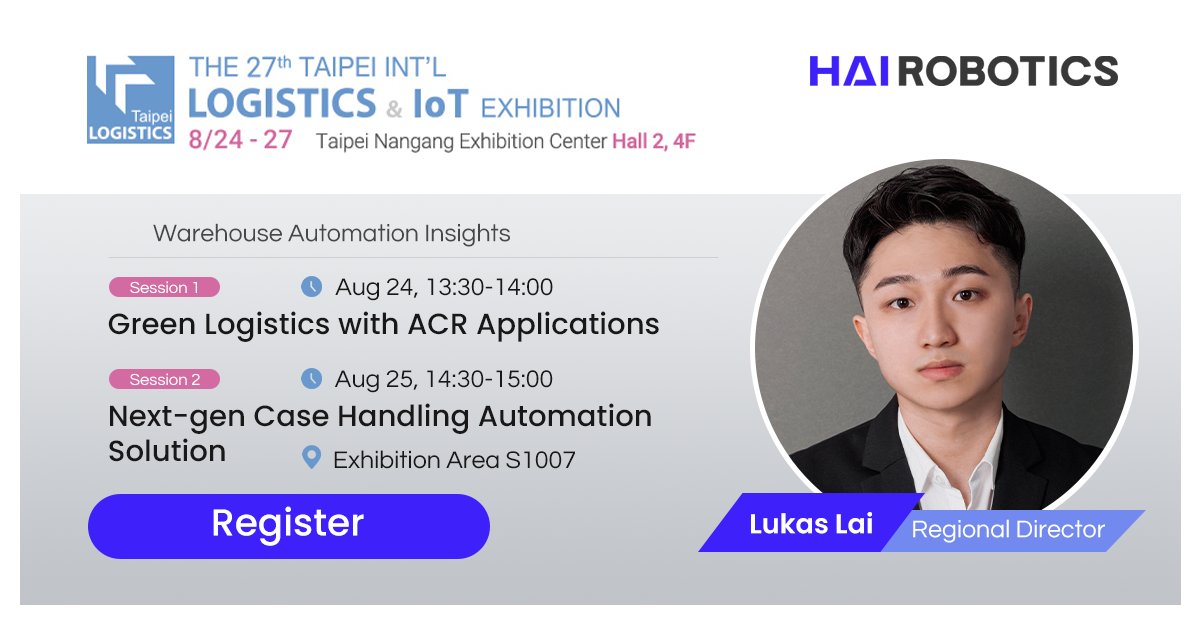 HaiRobotics's tweet image. How can logistics be more sustainable? 🌏🌲
Join Lukas Lai, our Regional Director, in two speech sessions at the Taipei Int'l Logistics Exhibition.
Register to participate🔽 chanchao.com.tw/logistics/even…
#automation #hairobotics #exhibitions #robotics #taipeilogistics
