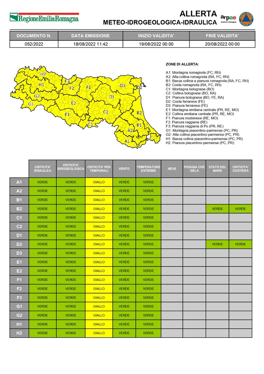 AllertaMeteoRER's tweet photo. #AllertaMeteoER GIALLA per #temporali dalle 00:00 del 19/08/2022 alle 00:00 del 20/08/2022 ➡️ https://t.co/i4OFIB4S1w

#19agosto #allertaGIALLA https://t.co/sd2hIoqiwX