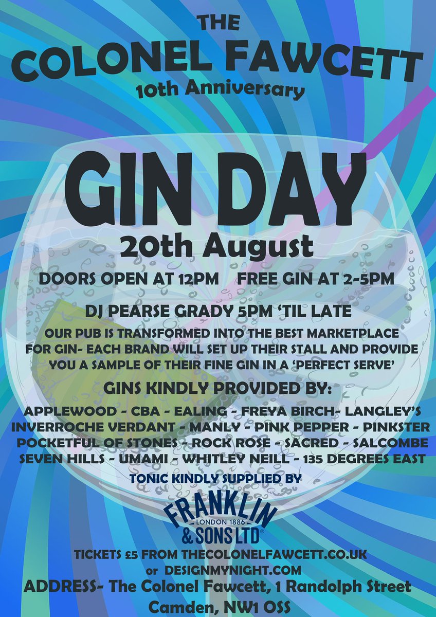 Gin day returns! This Saturday: so much gin and just fiver a ticket from here designmynight.com/london/pubs/ca…