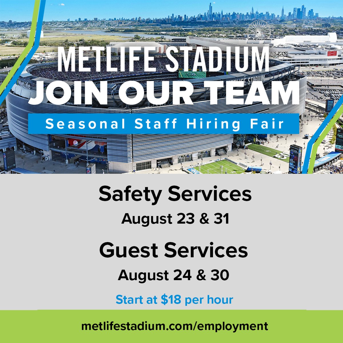 MetLife Stadium on Twitter "Want to work Giants and nyjets games and
