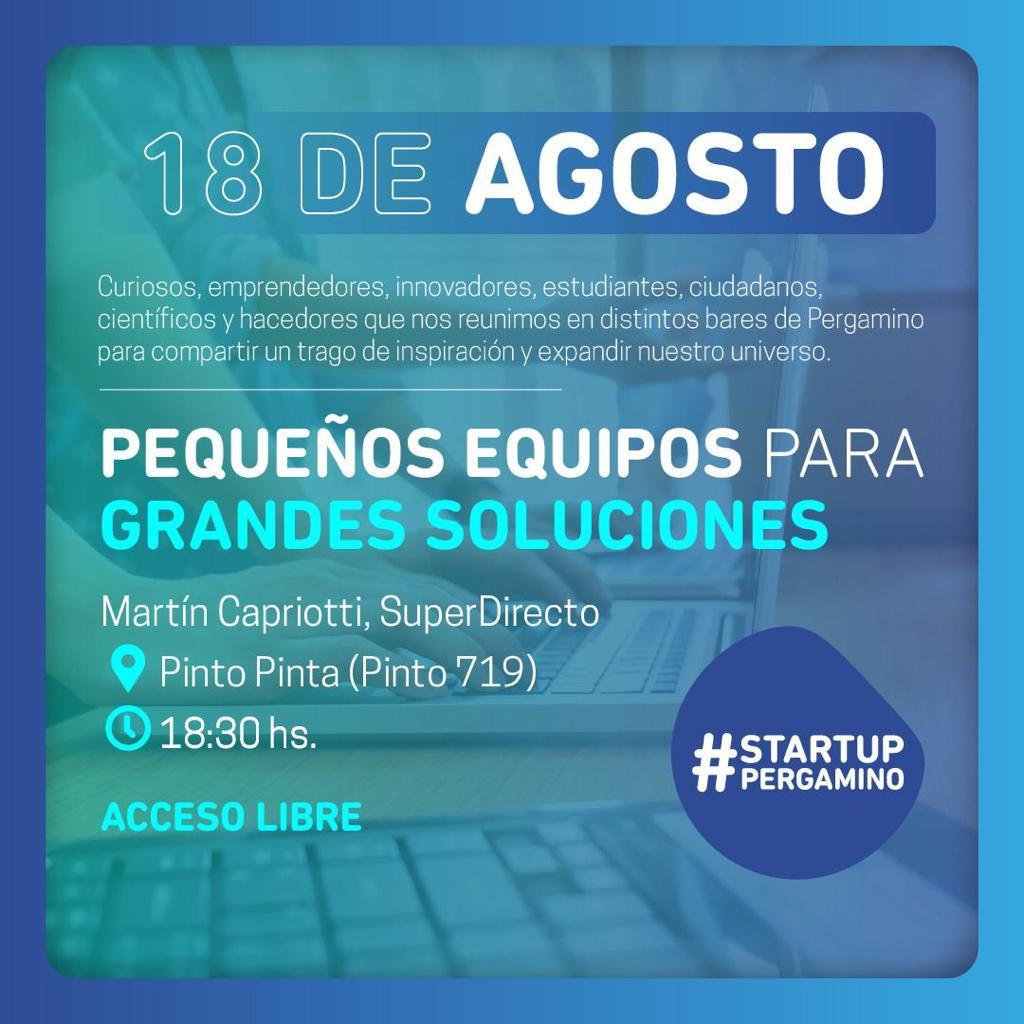 agusbelloso's tweet photo. Hoy arranca en Pergamino un ciclo de charlas organizada por emprendedores para emprendedores
Sumate a compartir un trago de inspiracion 🍻 y expandí tu universo🎇
#StartupPergamino https://t.co/BL1Lp9qIpn