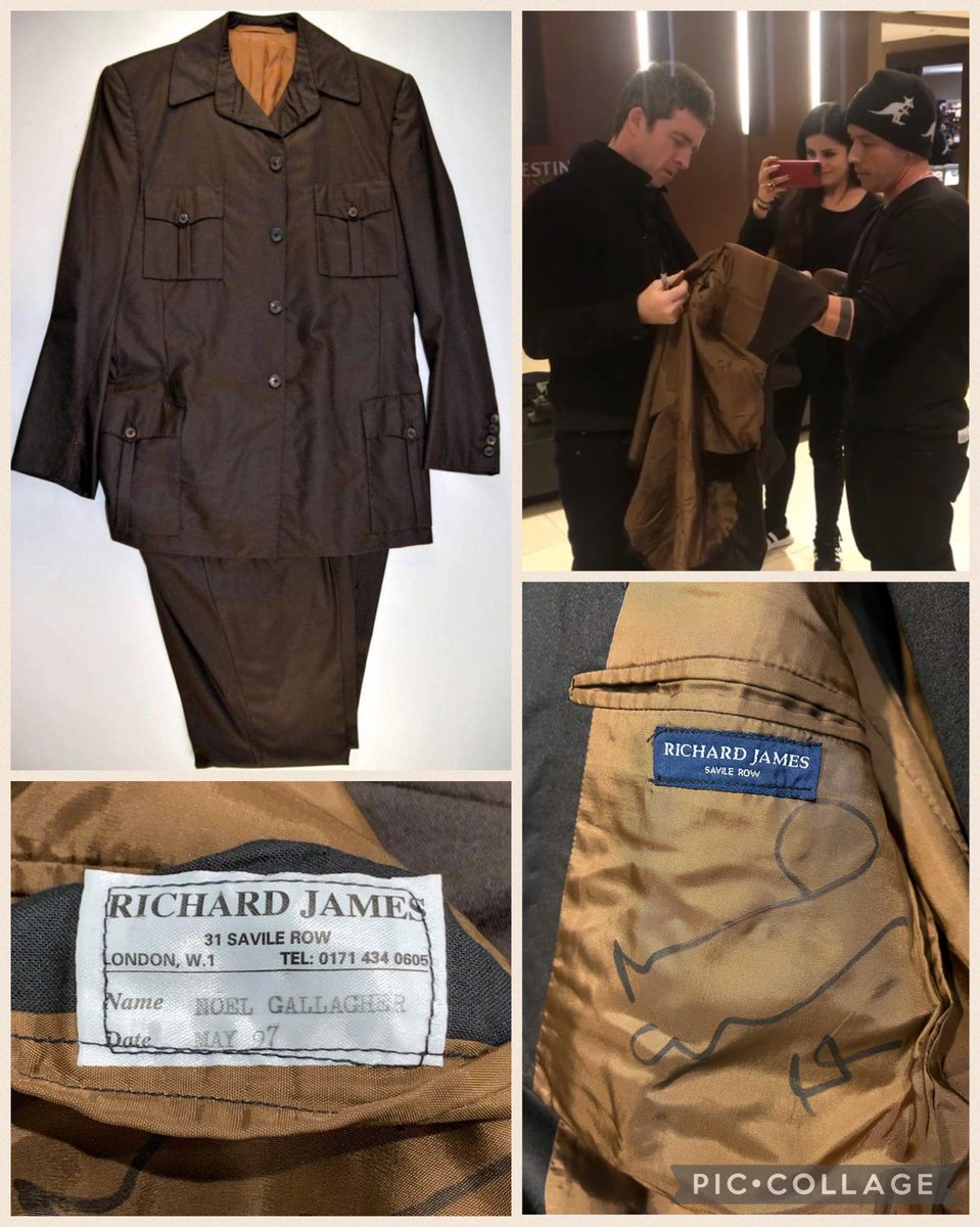 Oasis 3rd studio album "Be Here Now" turns 25 this week! From the collection, Noel Gallagher's Be Here Now era James Saville custom made suit made in '97. Signed for me by Noel in Detroit, Michigan February 2018.