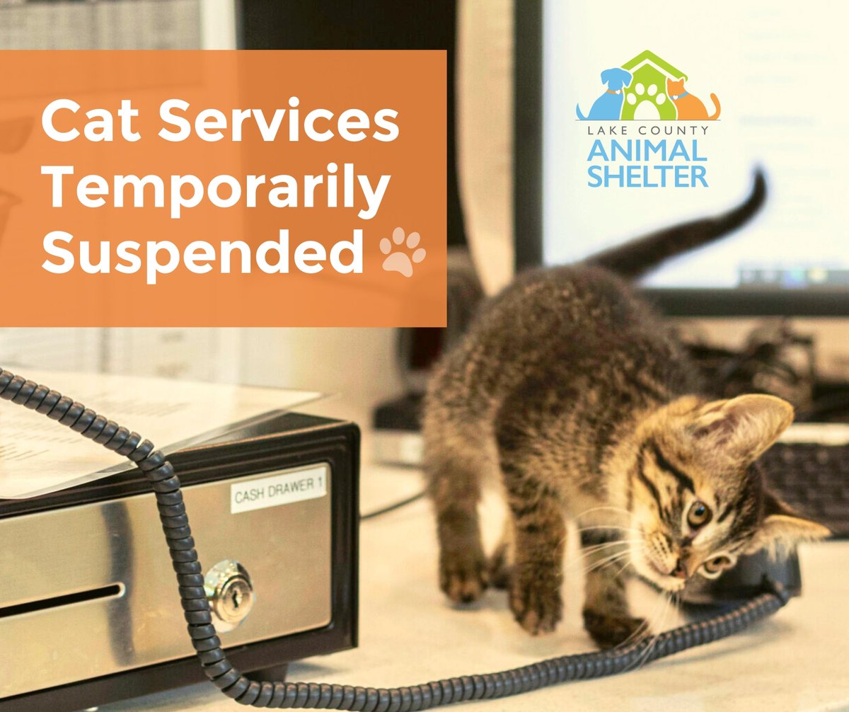 Out of an abundance of caution, the Lake County Animal Shelter is temporarily suspending its cat services, including all adoptions, events, &amp; TNVR, due to Panleukopenia found in stray kittens surrendered to the facility. For more information, visit bit.ly/3CbS2xy.