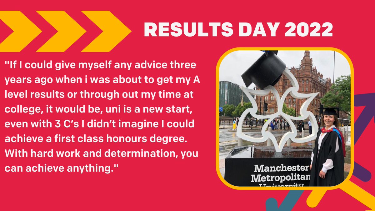 If you got results this morning and are planning on going to uni, Jenny's top piece of advice is to treat it as a new start! 

Jenny got 3 C's in her A-levels and went on to get a First Class Degree from @ManMetUni! 

#ResultsDay2022 https://t.co/dMEKuoojts