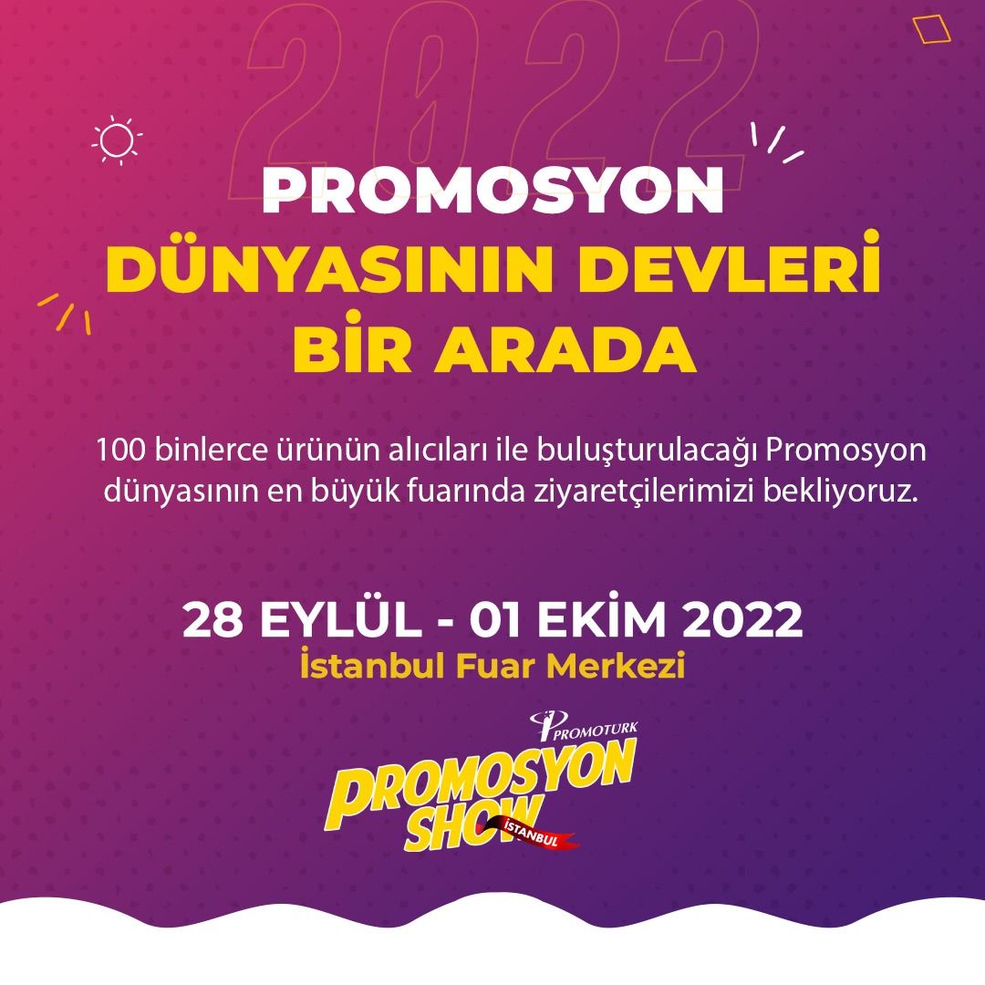 Promosyon dünyasının arenası Promosyon Show’da söz sahibi firmaların yenilikleri ve heyecanlandıran eserleri olacak. Görülmeye değer ürün ve tanışmak istediğiniz tedarikçiler bu fuarda bir arada. #PromosyonFuarı #Fuar #PromoShow #PromotionExpo #İstanbulRestate #Fuar #İstanbul