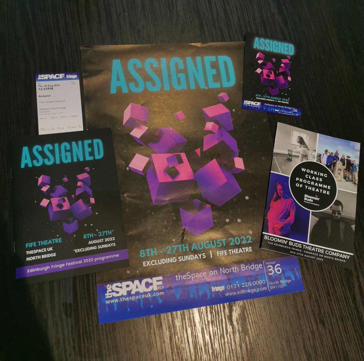 Good morning! Who's ready for another day at the Fringe? At todays showing of ASSIGNED, audience members will be able to get their hands on some limited edition items, including exclusive programmes and an A3 poster! (£3 with any paid ticket)
#EdinburghFringe #ASSIGNED