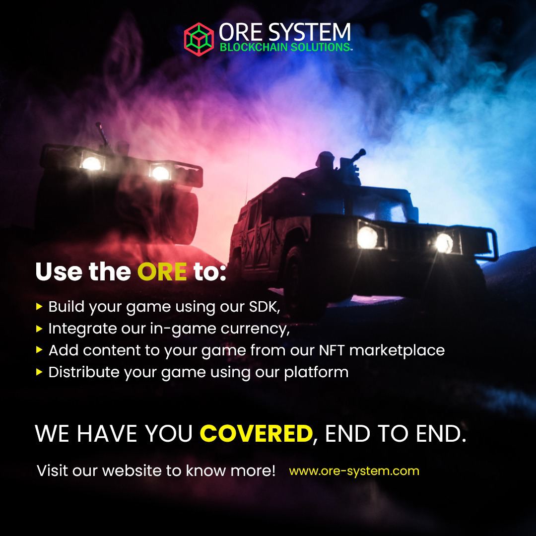 Whether you need to get your game on a blockchain, mint, buy or sell NFTs, publish your game and earn royalty, you can do anything! 

Visit ore-system.com to know more.

#NFT #blockhain #BITCOIN
#bnb #Etherum #ETH #Web3 #altcoin #Ore #oresystem #OREToken #Osirisprotocol