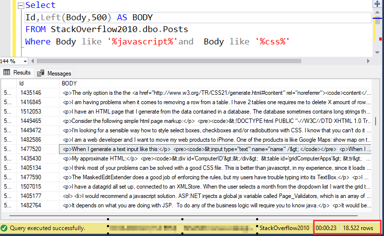 omer_colakoglu's tweet photo. Bu da birden fazla kelimenin karşılaştırılması.
Aynı postun içinde CSS ve JavaScript geçenlerin gelme süresi yine 0 saniye, like ile aradığımızda ise 23 saniye. https://t.co/EsPaifgD1m