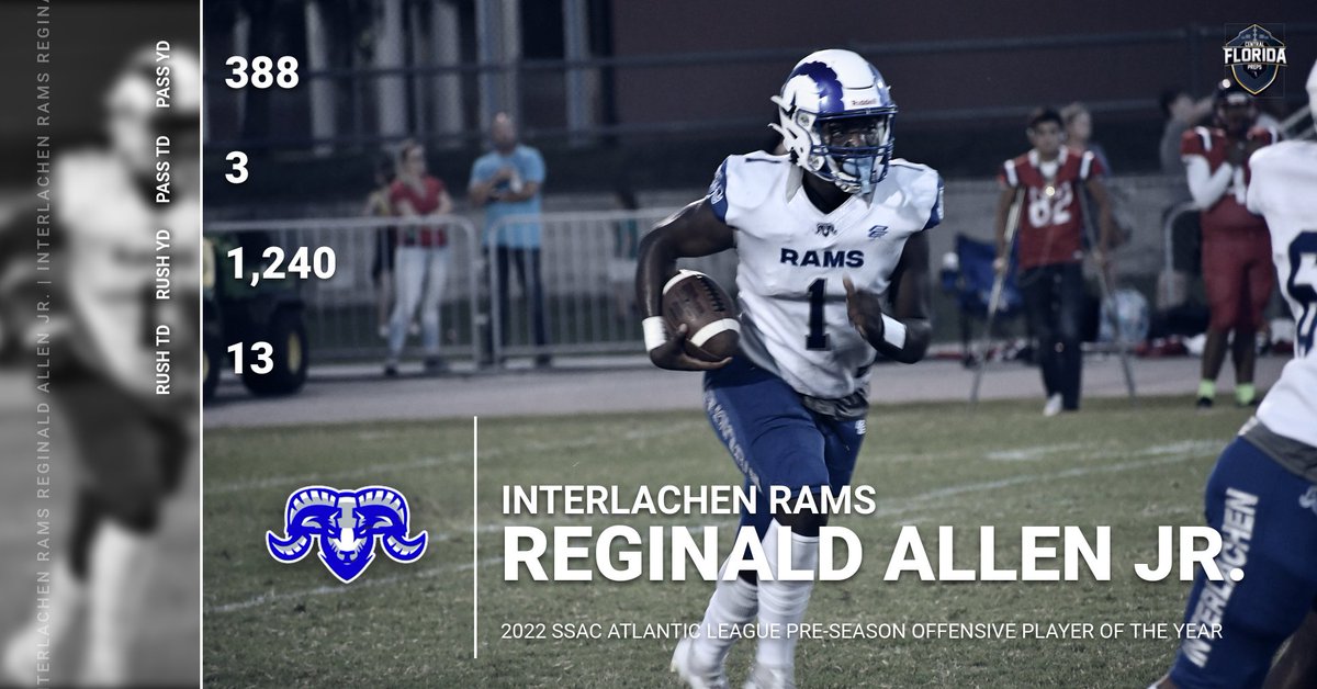 2022 SSAC ATLANTIC LEAGUE PRE-SEASON OFFENSIVE PLAYER OF THE YEAR

Reginald Allen Jr. ( <a href="/tReginaldAllen4/">Reginald Allen Jr</a> ) - QB, 6-3, 205, SR <a href="/InterlachenRams/">Interlachen Rams Football</a> <a href="/CoachEGibson/">Coach Gibson</a> @SSACFootball @SSACAthletics  @GageBrownFCA  #cflpreps