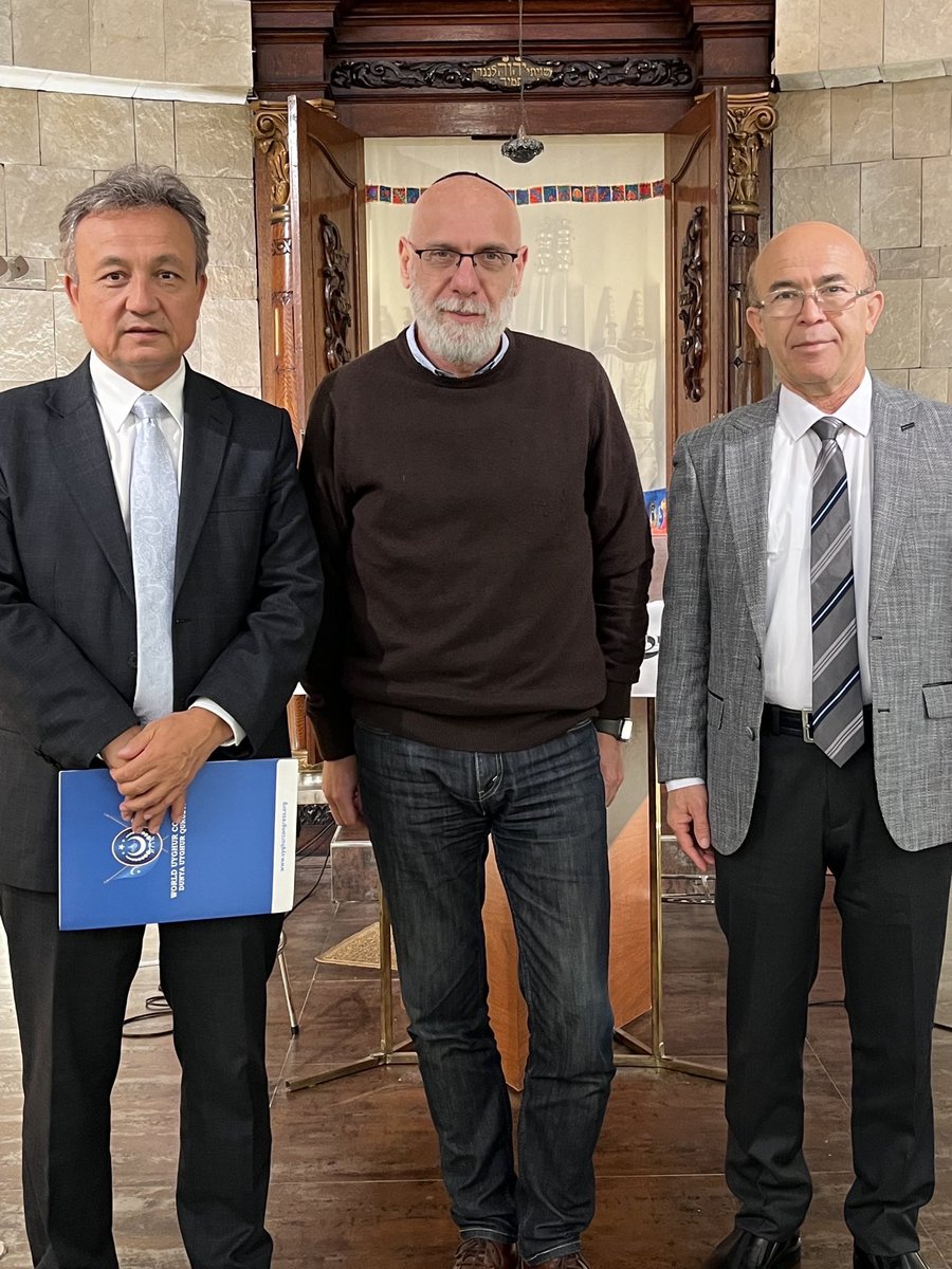 Dolkun_Isa's tweet photo. Yesterday myself and @OmerKanat1 met Rabbi Diego Ariel Vovchuck as part of our visit to Argentina. He expressed solidarity with the Uyghurs in our own struggle against genocide. We are grateful to the Jewish community for being a friend &amp; ally of our people when we need it most. https://t.co/lZtjHYAILG