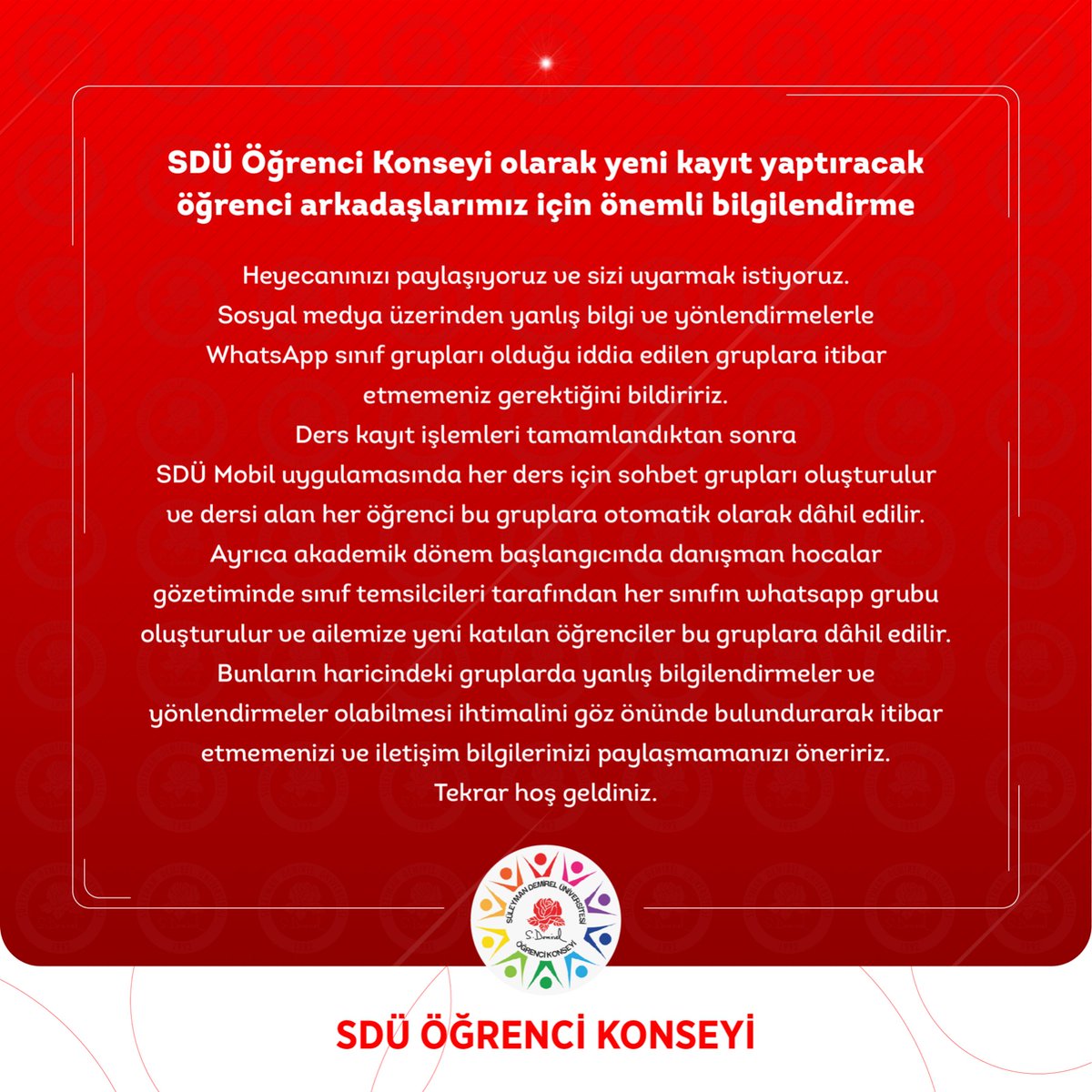 sduogrnckonseyi's tweet image. Yeni kayıt yaptıracak arkadaşlarımız için önemli duyuru!
#sdu #kampus #ısparta