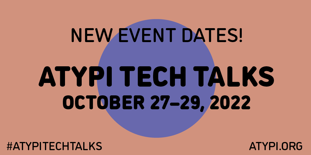 🔥OCTOBER 27–29🔥GET READY for ATypI Tech Talks 2022 online! Learn and share while connecting with #fonttech folks from all over the world. Join us for 3 days of  insights, ideas, and innovations in type technology. Tickets on sale next week! Updates: ATypI.org.